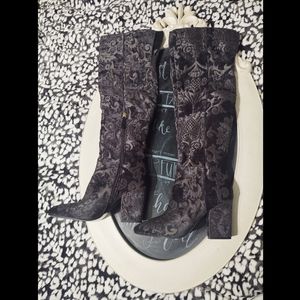 Nine West Thigh High Embroidered Boots